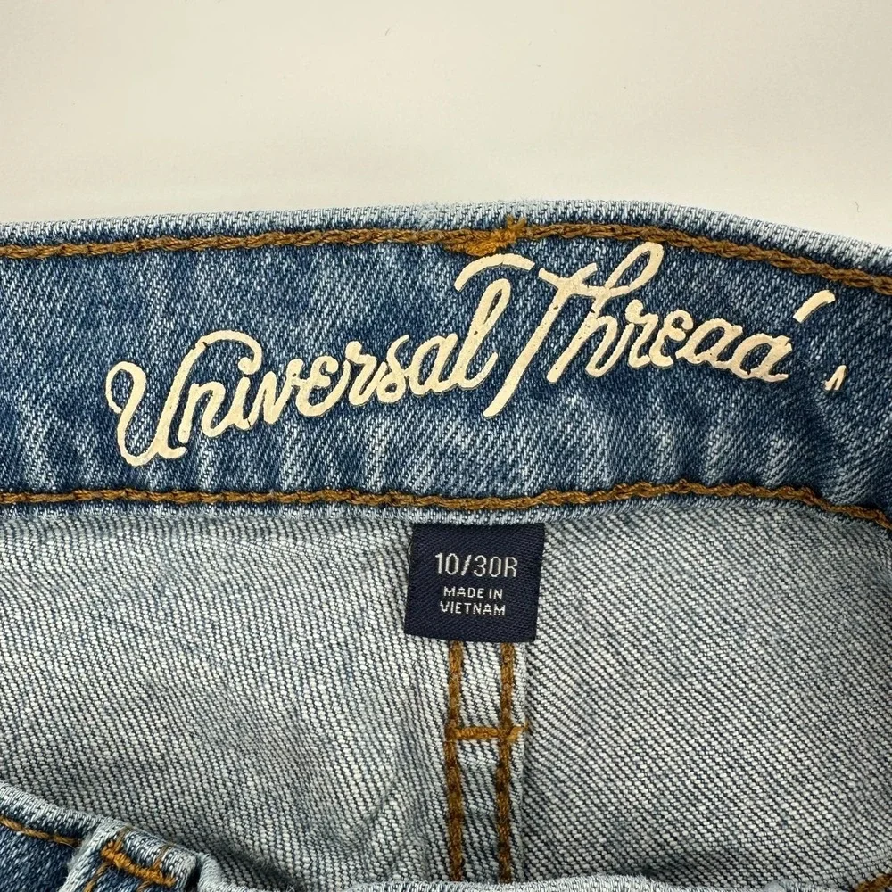 Vintage Universal Thread Jeans Womens‎ 10/30R Blue Distressed Straight Leg Recto